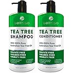 Tea Tree Shampoo and Conditioner Set - with 100% Pure Australian Tea Tree Oil - Anti Dandruff Sulfate and Paraben Free - Dry Scalp Treatment with Keratin, Vitamin B5, Collagen for Women and Men