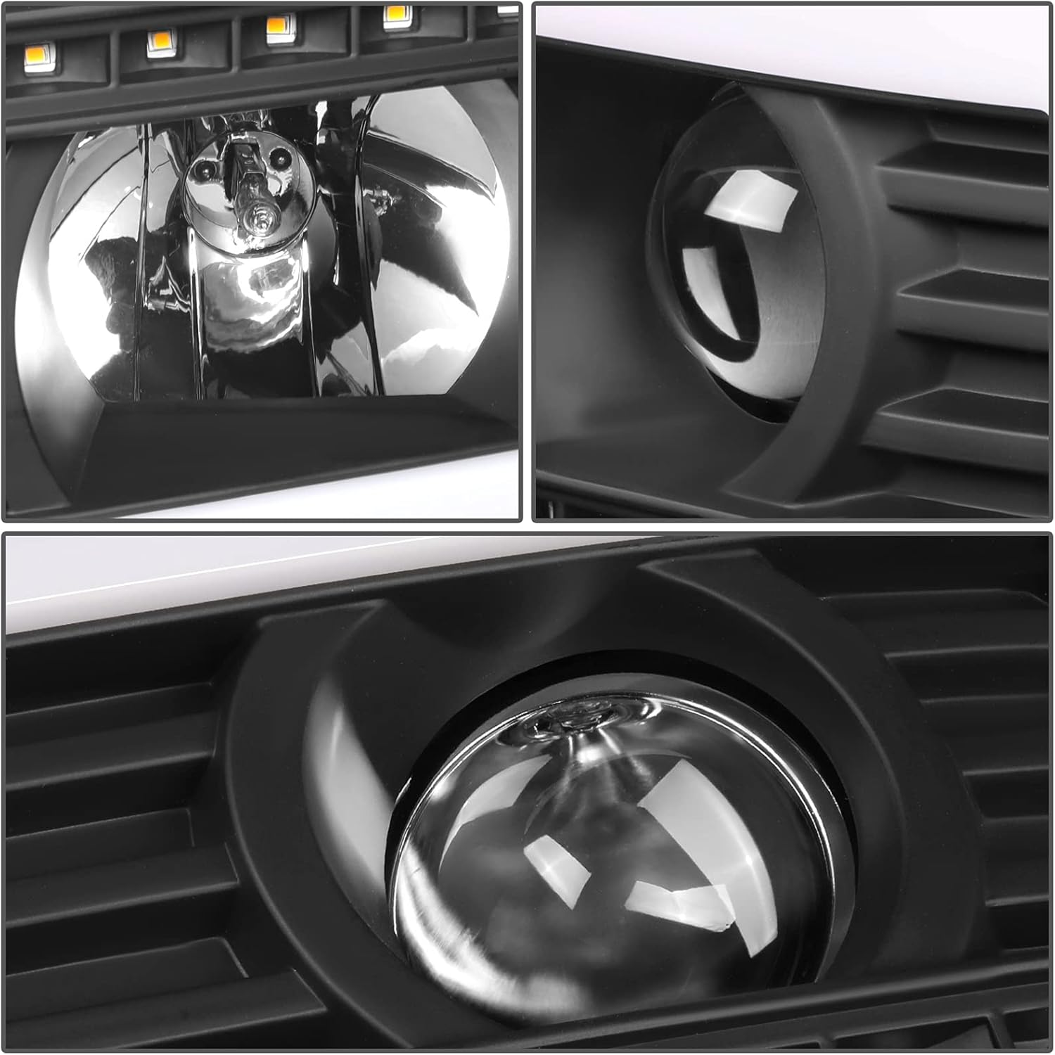 DNA MOTORING HL-LB-T2-SIE07-BK-AM Black Projector Headlight With LED U-Halo DRL Compatible with 2007-2014 SIERRA