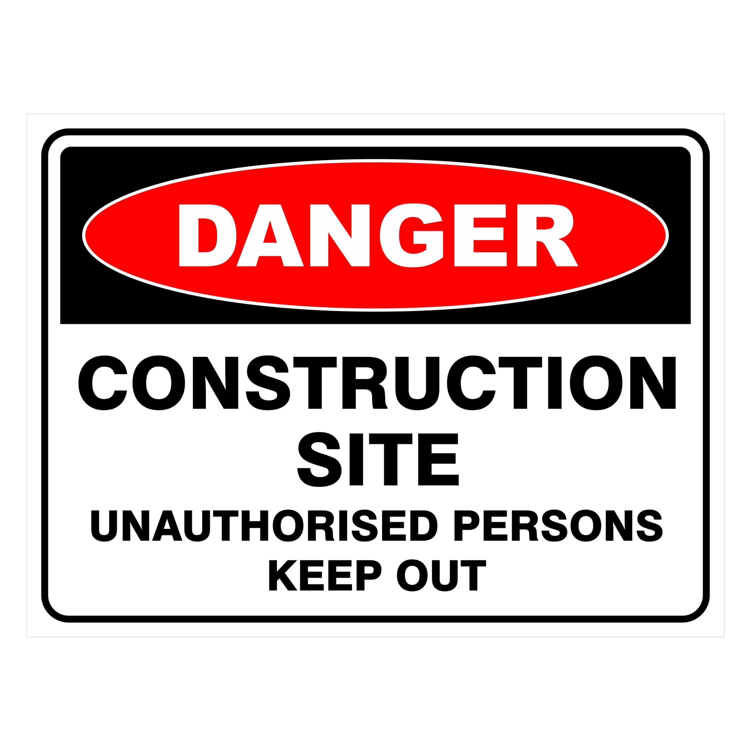 Construction Site Unauthorised Persons Keep Out Sign, 12x8 Metal Tin Sign, Construction site, keep out.