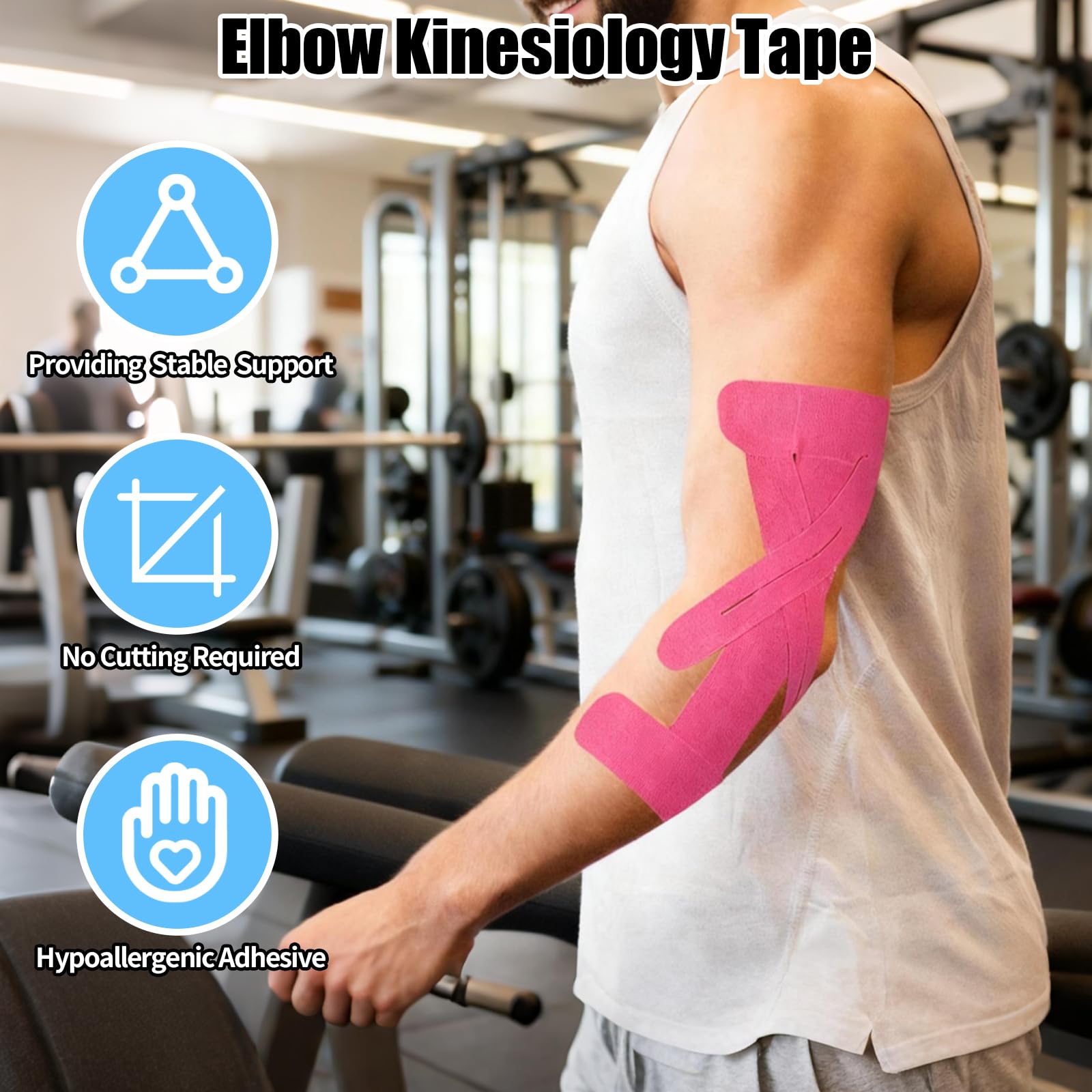 Precut taśmy kinezjologiczne, 24 sztuki taśm na ramiona i kolana | Elastyczna sportowa taśma do łagodzenia bólu ramion, wodoodporna taśma sportowa, oddychająca i hipoalergiczna
