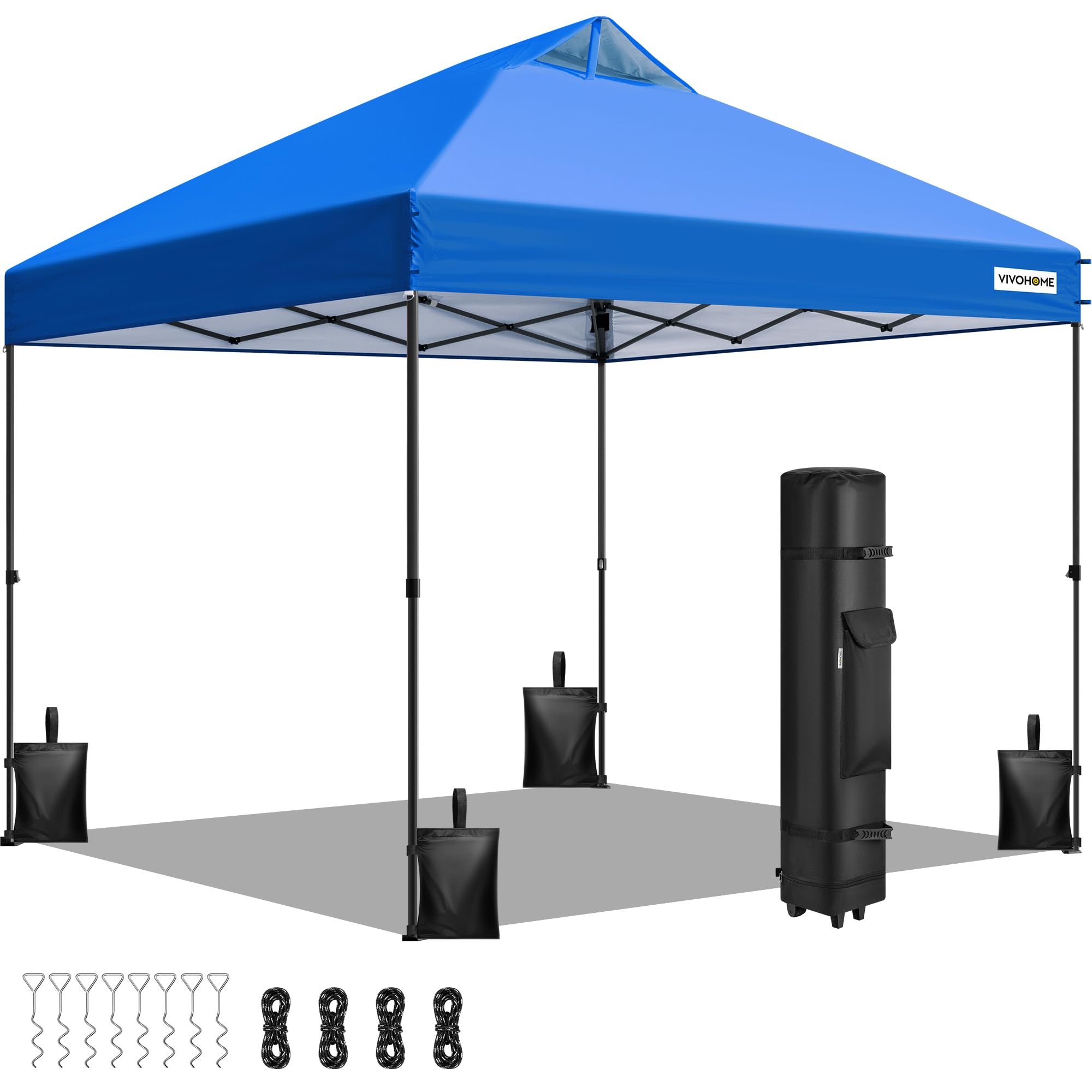 VIVOHOME Canopy 3x3m Tent Outdoor Shelter Portable with Wheel Carry Bag and 4 Sandbags
