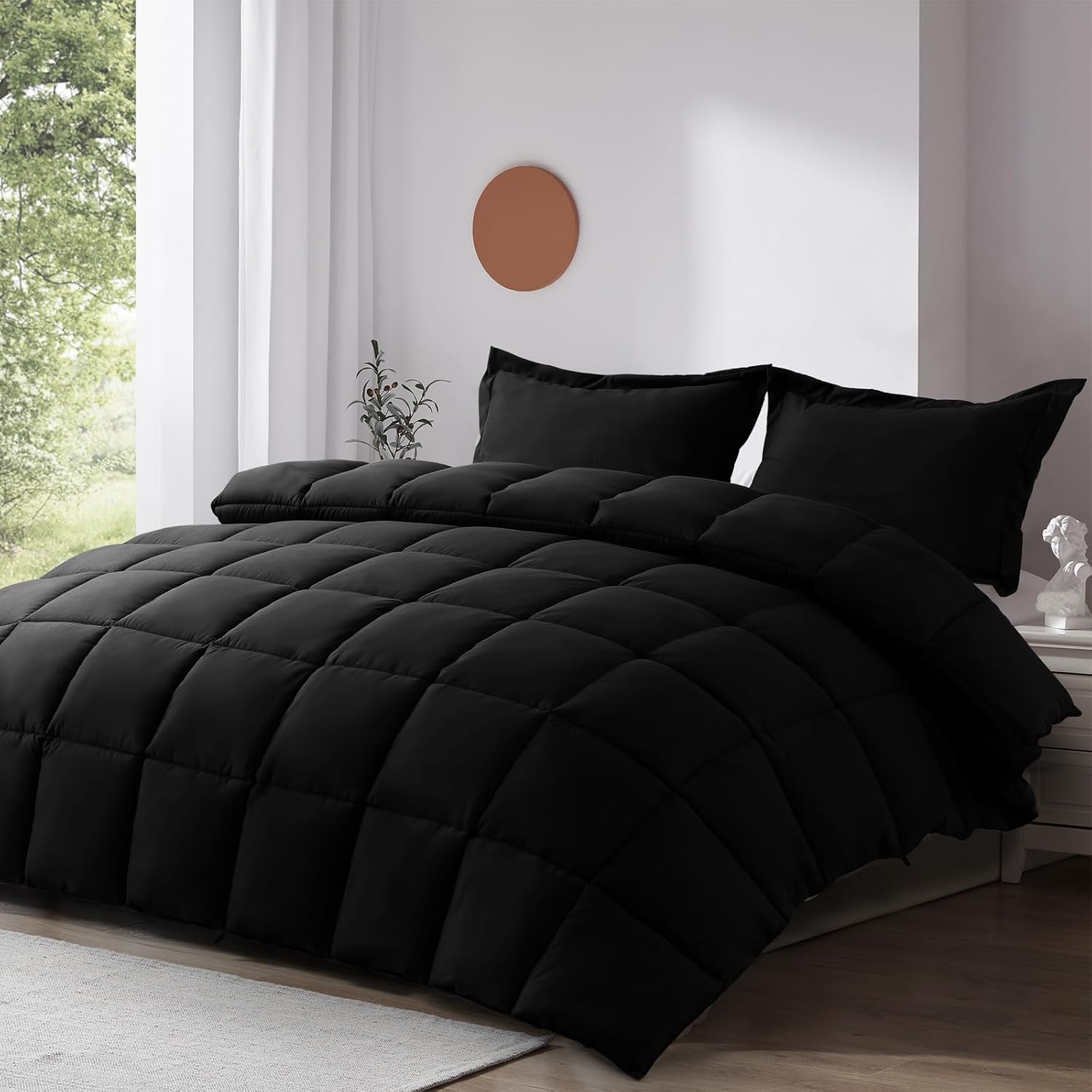 BEDHOURS All Season King Comforter Set, 3 PCs Soft Quilted Down