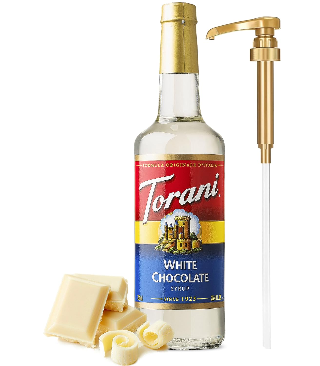 Jarabe de chocolate blanco 25.4 onzas, Torani con bomba de jarabe