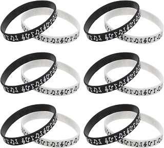 12pcs Silicone Music Note Bracelets for Concerts Birthday Xmas Halloween | Black Festival Wristlets, Lightweight Flexible Skin Gentle, Teacher Musician Party Favors