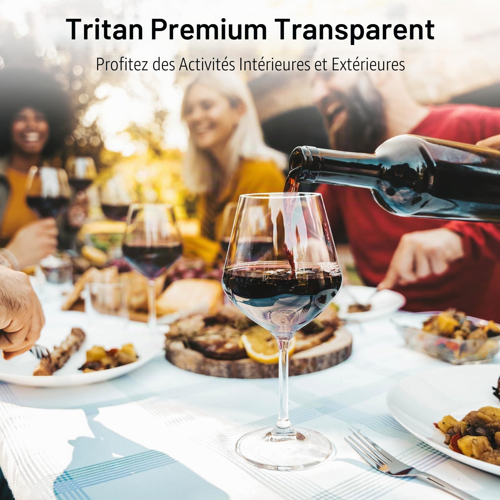 Lot de 4 verres à vin rouge incassables en plastique Tritan flottants, réutilisables, élégants, 403 ml, pour fête de piscine, mariage, anniversaire, camping, voyage, sans BPA, passent au