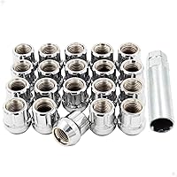Vista 1 de Wheel Accessories Parts 20 tuercas hexagonales de 9/16"-18 roscas de extremo abierto de 0.984 in, 1.00 pulgadas de largo, cromadas, 6 ranuras