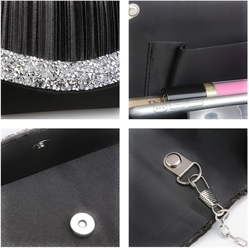 Miniatura 6 de Dasein Bolsos de noche de satén para mujer, monederos de mano, bolso de mano, bolsos formales de fiesta, baile de graduación con diamantes de