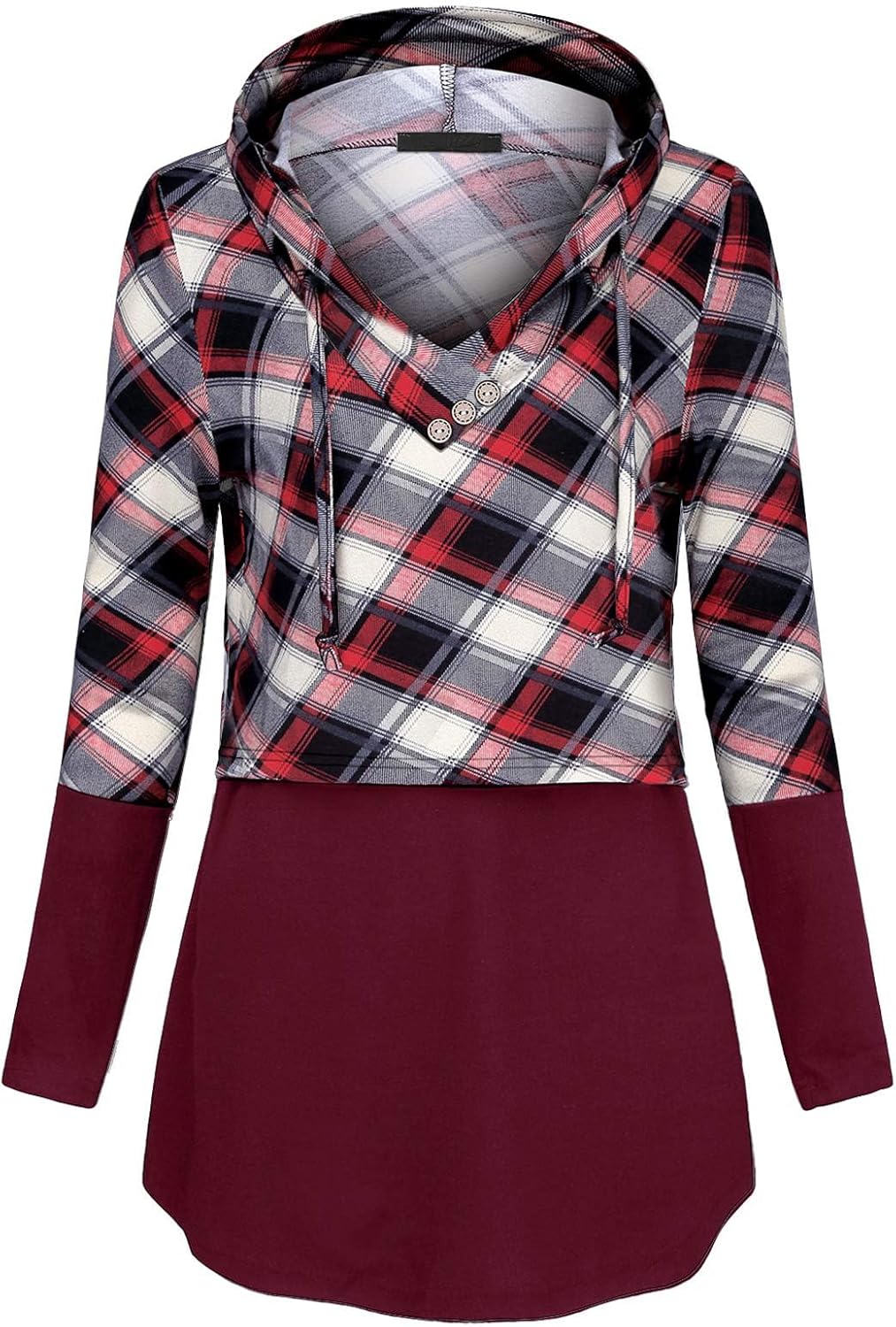 Quinee Women's Long Sleeve Plaid Colorblock Nursing Pullover Hoodie Sweatshirts - Image 3