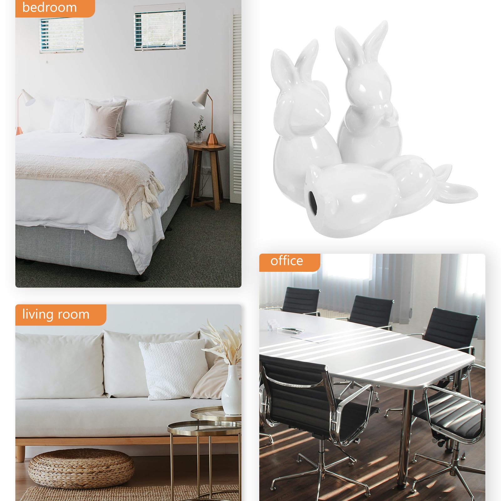 Healvian Statuetta Coniglietto in Ceramica Bianco Stile Nordico Decorazione Pasqua per Arredamento Casa e Centrotavola Living Space Decorativo
