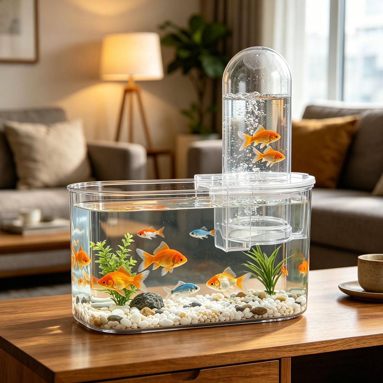 ibasenice Acuario Transparente Plástico Resistente Elevador de Presión Negativa 32x31.4x14 Cm, Limpieza Rápida para Peces Betta y Plantas Acuáticas para Hogar y Oficina