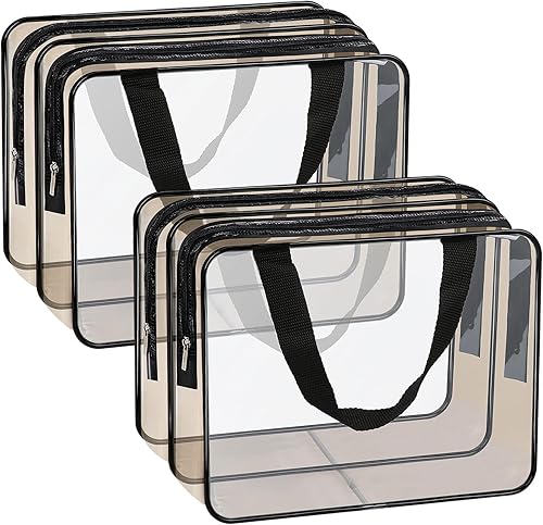 Miniatura 8 de APREUTY Bolsas de maquillaje transparentes, Negro-2 piezas (doble capa), Moda