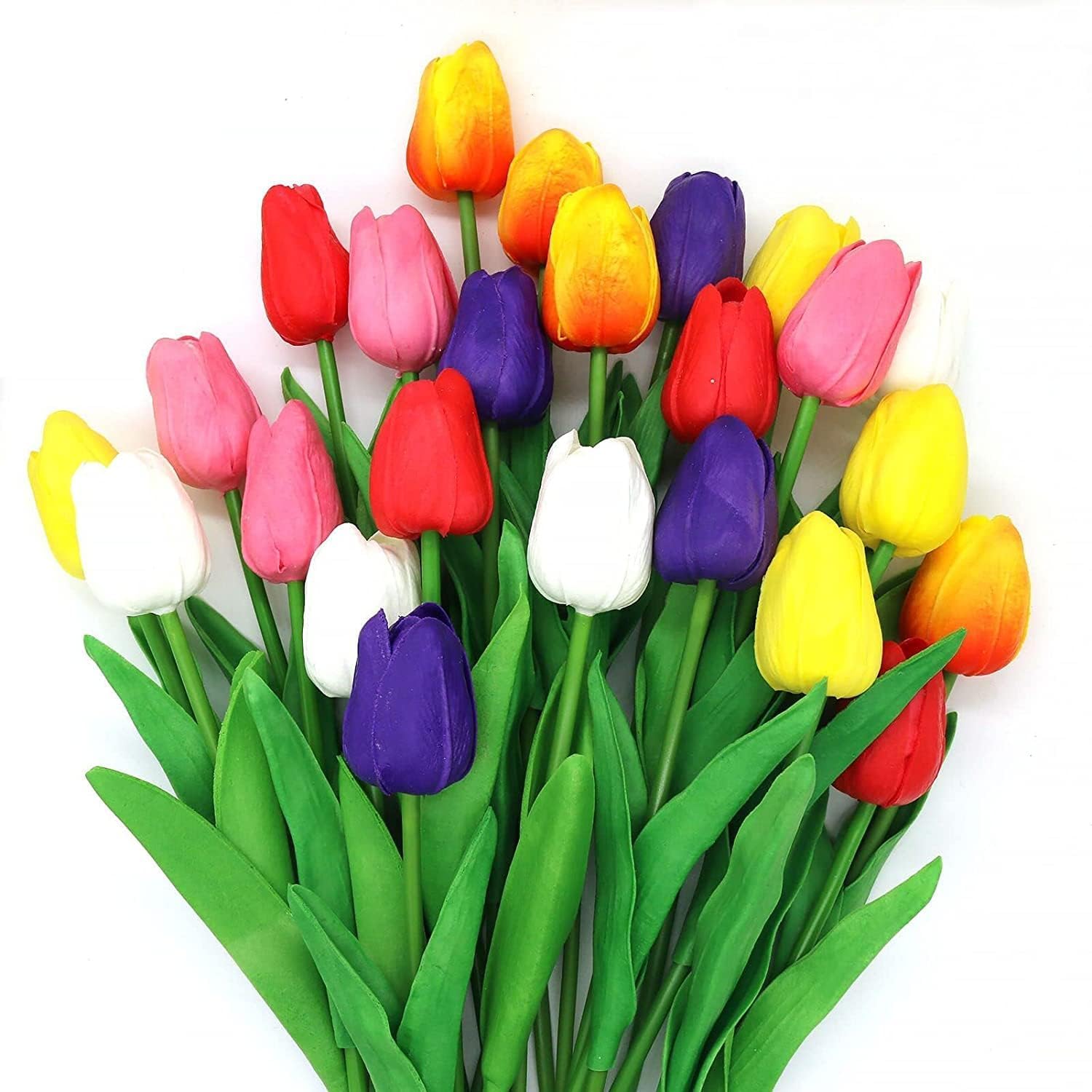 Artificial Tulip Flowers Bunches for Vase | Home Decoration Items for Living Room | Flower Bunch Fake Flowers for Gifting | Living Room Corner Table Top Bedroom Wedding. (21, Multicolor)-image-28