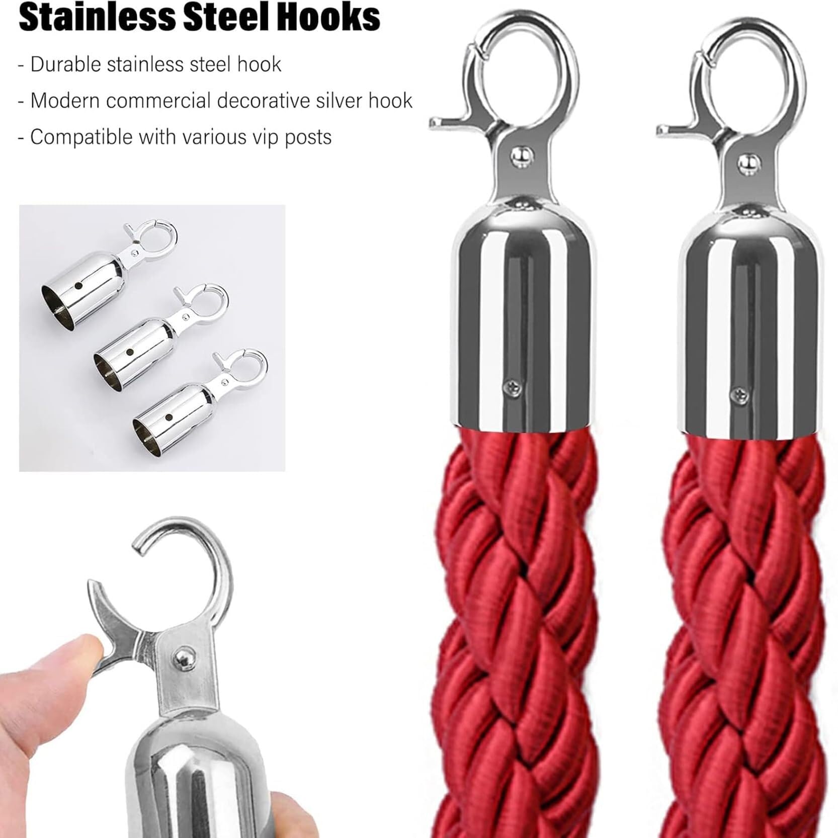 Paquete de 4 cuerdas de nailon de 7 pies con fuerte Hoo para control de tráfico de eventos y nizat de línea