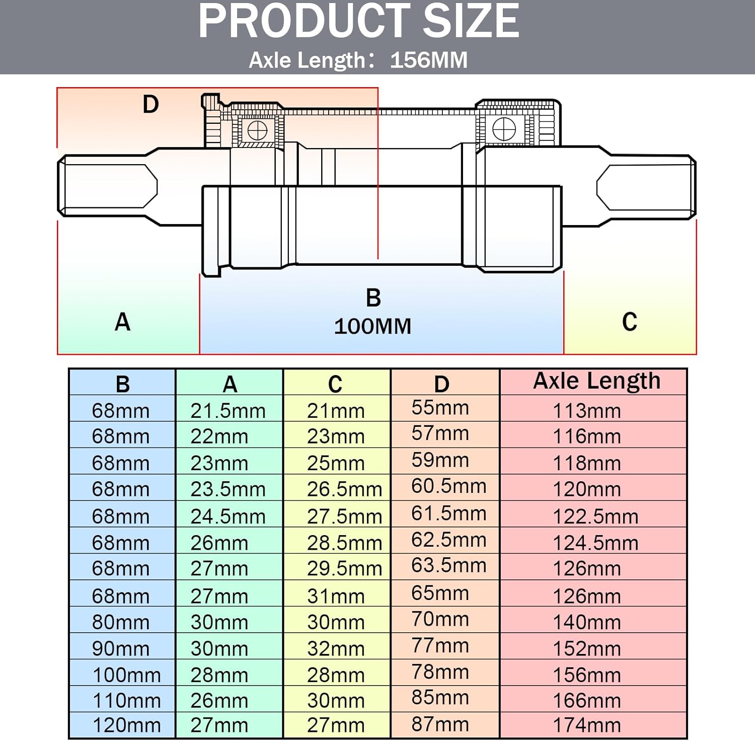 BUCKLOS Square Tapered BSA Bottom Bracket JIS-100x156mm with Screws&Single Speed Square Taper Crankset -170mm 32T Cranksets Bicycle Crank Set with 104BCD Round Chainring