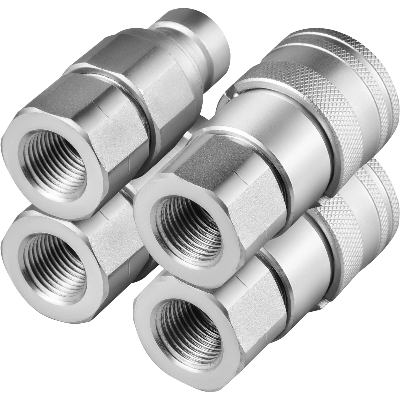 VEVOR Attacco rapido idraulico 1/2" Corpo Accoppiatore idraulico 1/2" NPT Attacco rapido Attacco rapido 2 coppie Attacco rapido idraulico 27,6 MPa 2 coppie
