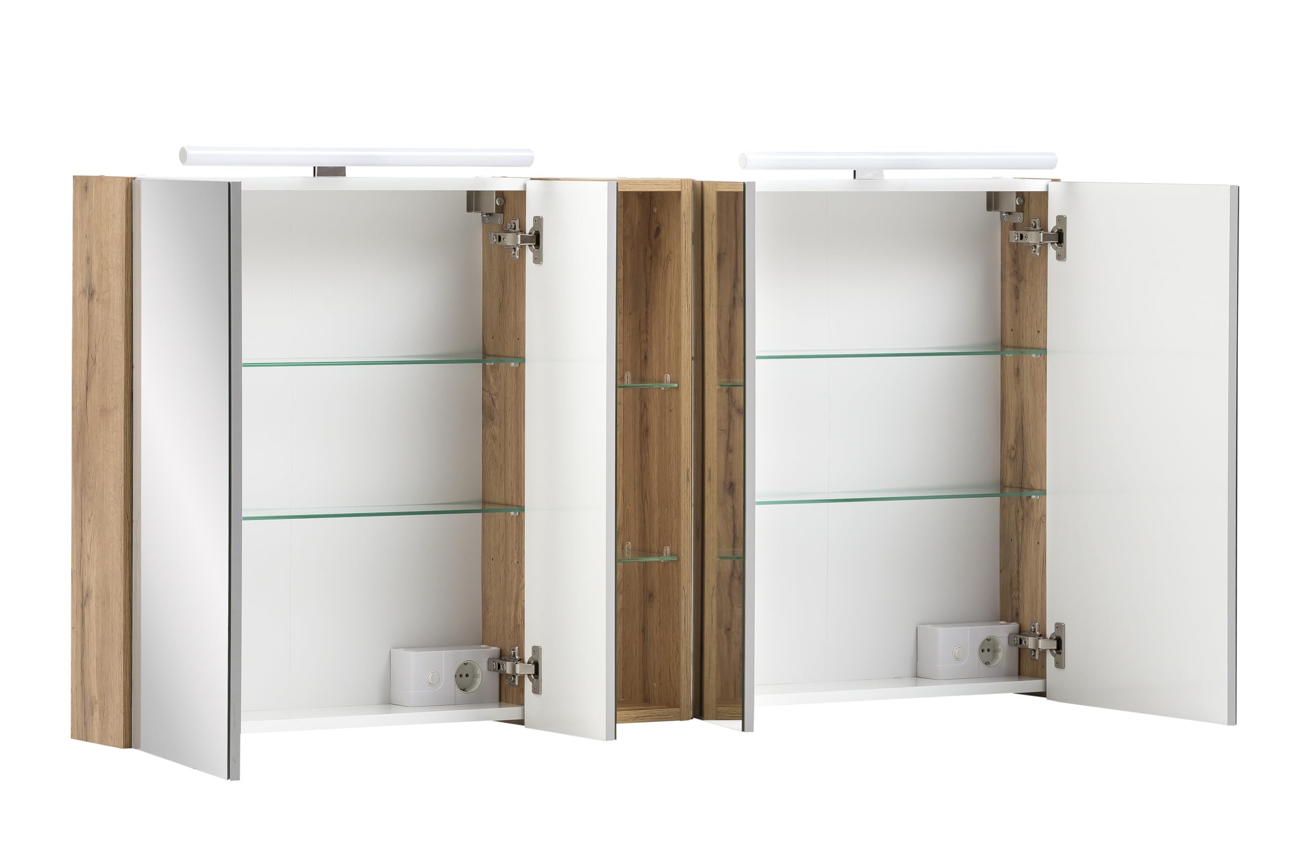 Schildmeyer Doppelspiegelschrank Duo 701523, Eiche Landhaus Dekor, 140 x 16 x 74,7 cm