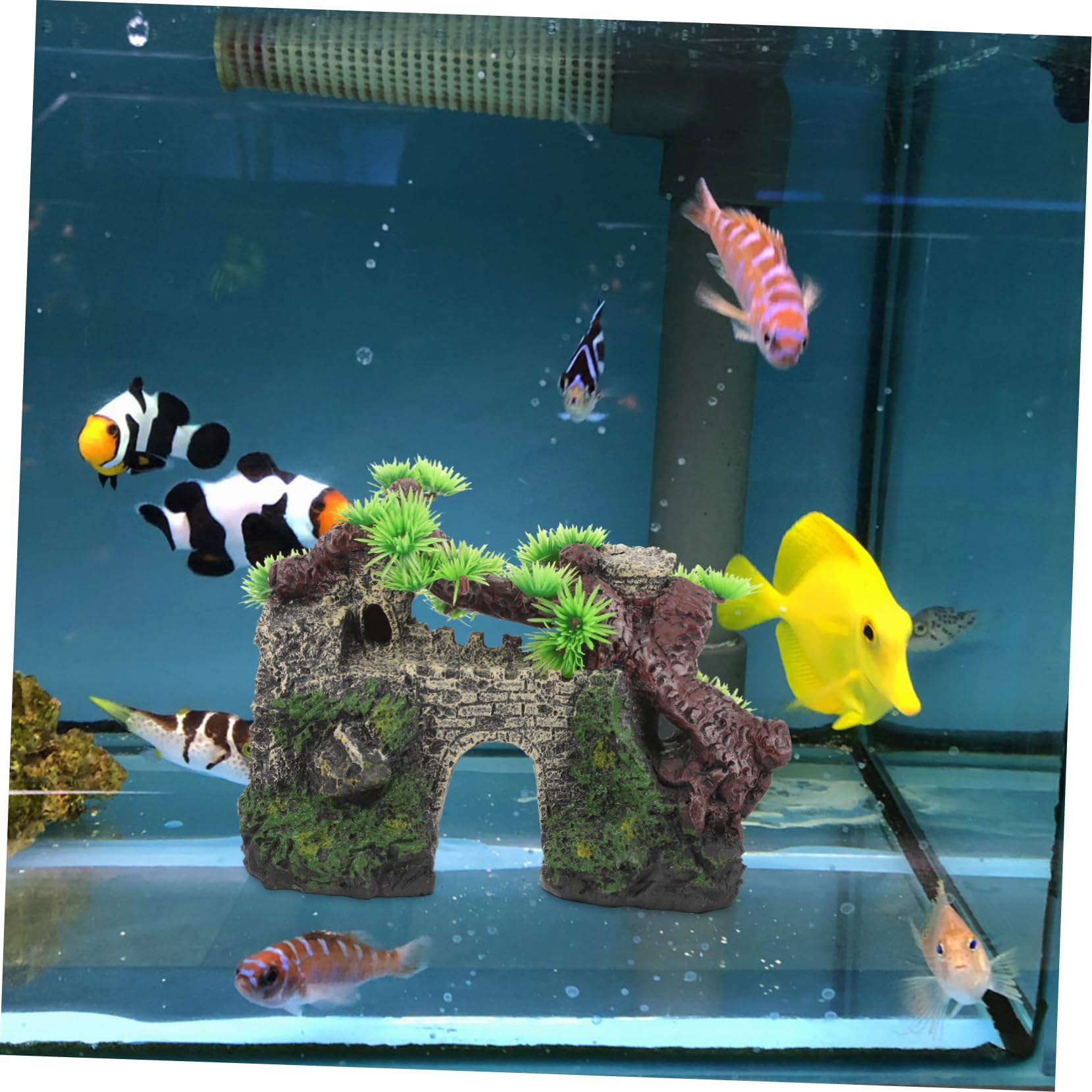 OUNONA Lot De 2 Décorations D'Aquarium Artificielles en Résine UV Et LED