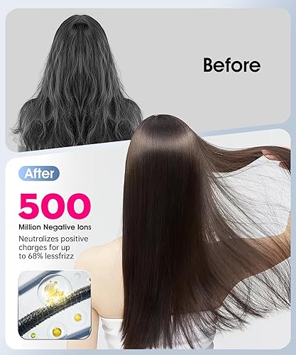 Miniatura 6 de Secador de pelo de viaje, mini secador iónico de doble voltaje para secado rápido, secador de pelo compacto y ligero con difusor magnético para el