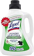 Lysol Tough Odor Eliminator Laundry Sanitizer Additive, Sanitizing Liquid for Gym Clothes and Activewear, 0% Bleach, Eliminates Odor Causing Bacteria, 90oz