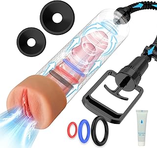 Vacuum Penis Pump Male Sex Toys for Men Manual Penis - Pumps & Enlargers, Yeqiz Penis Enlargement for Men Stronger Bigger Erections with Masturbators Cup & 2pcs Suction Sleeves & 6 Cock Rings