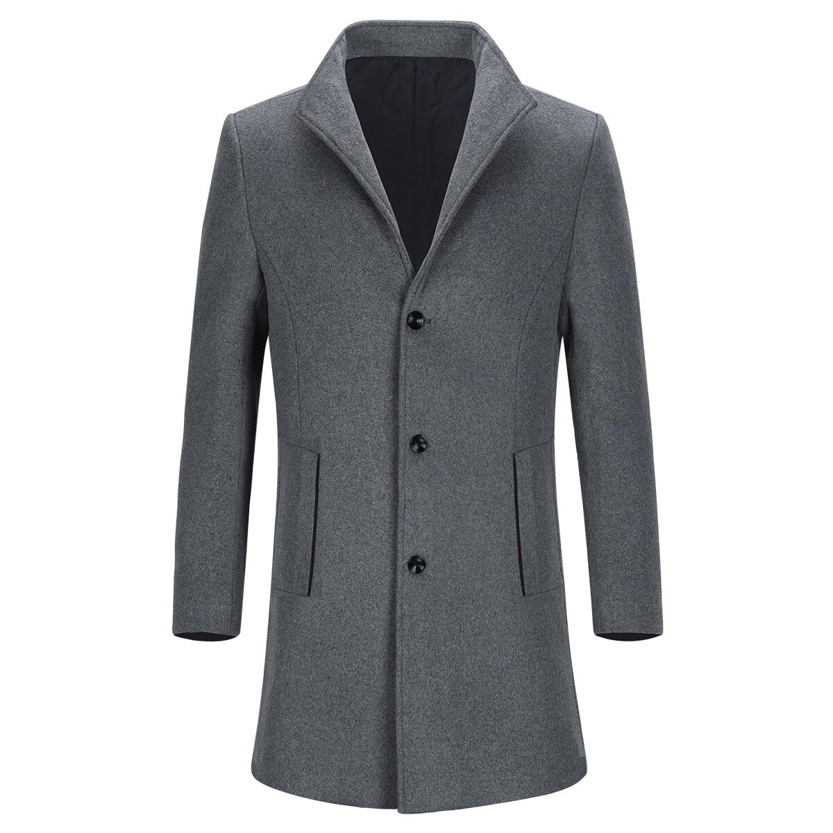 Allthemen Trench da Uomo Colletto alla Coreana Cappotto di Casual Lana Coat Lungo Invernale Cappotto Monopetto