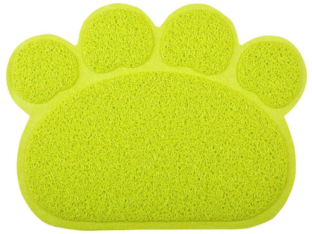 Dm Lime Paw-Shaped Cat Litter Tray Mat, 40X30 Cm (Lime)