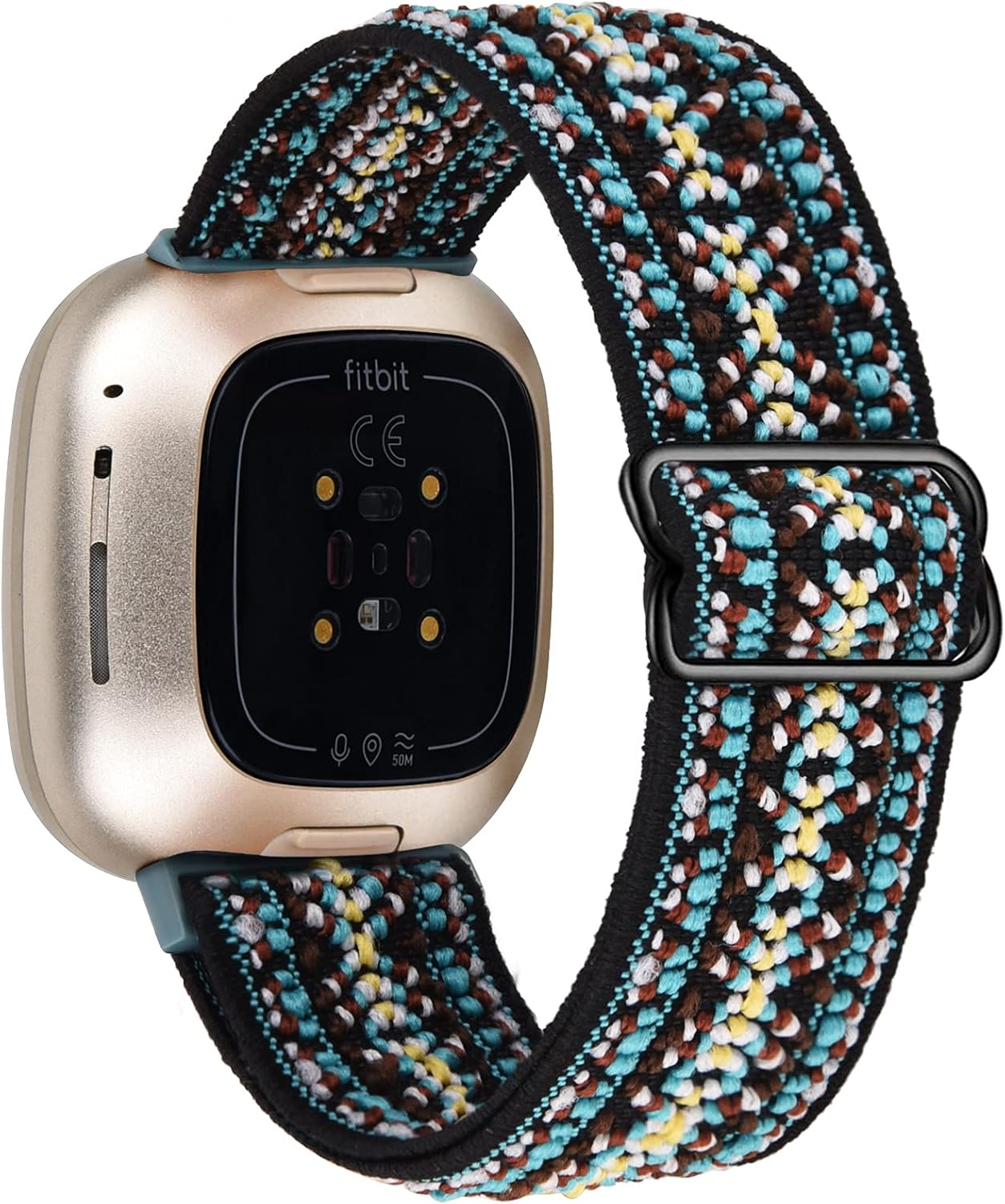 VISOOM Stretchy Band Compatible with Fitbit Versa 3 & Sense - Nylon Sport Loop Strap Accessories Elastics Smart Watch Bands Replacement for Men Women