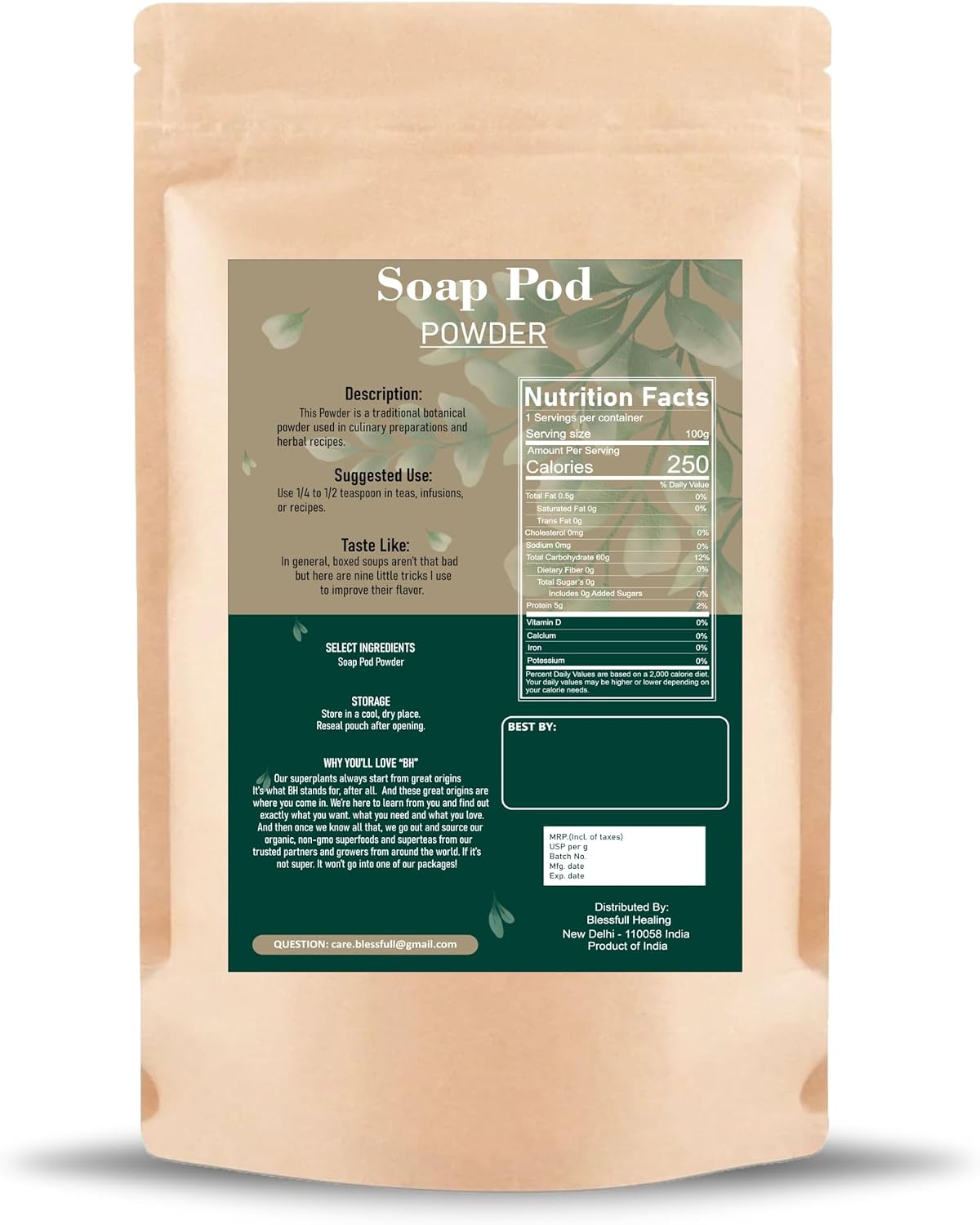 Blessfull Healing Soappod(Acacia Concinna) Powder 100% Pure Natural 200 Gram / 7.05 oz