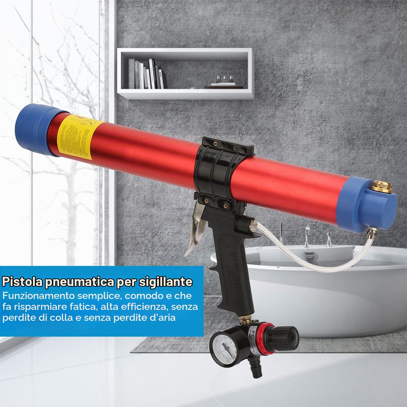 Pistola ad aria compressa per colla morbida 600 ml Pistola per sigillante per colla di vetro pneumatica