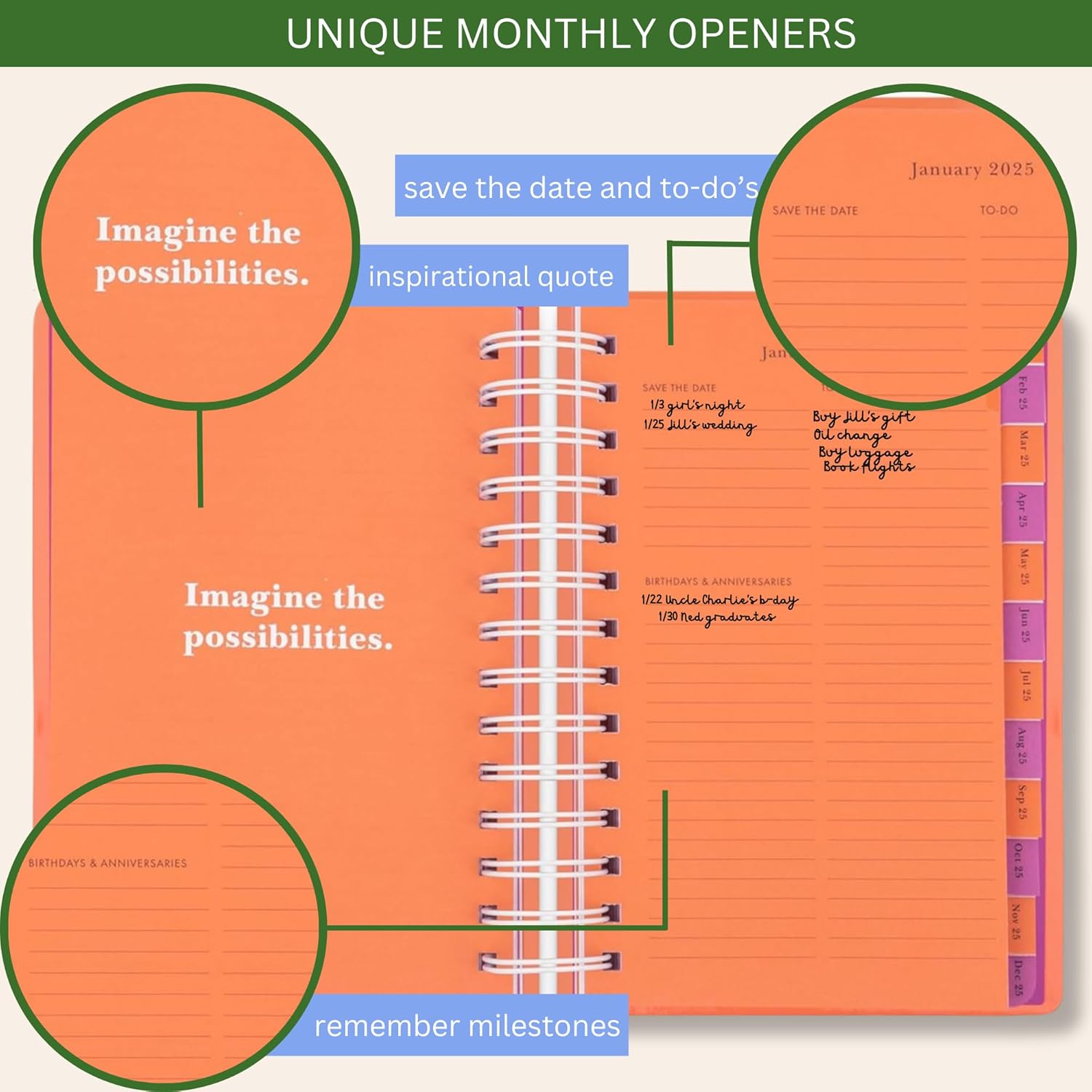 kate spade new york 2024-2025 Planner: Weekly & Monthly, Medium, Hardcover Spiral, Daily Planner with Monthly Calendar, Stickers & Pockets