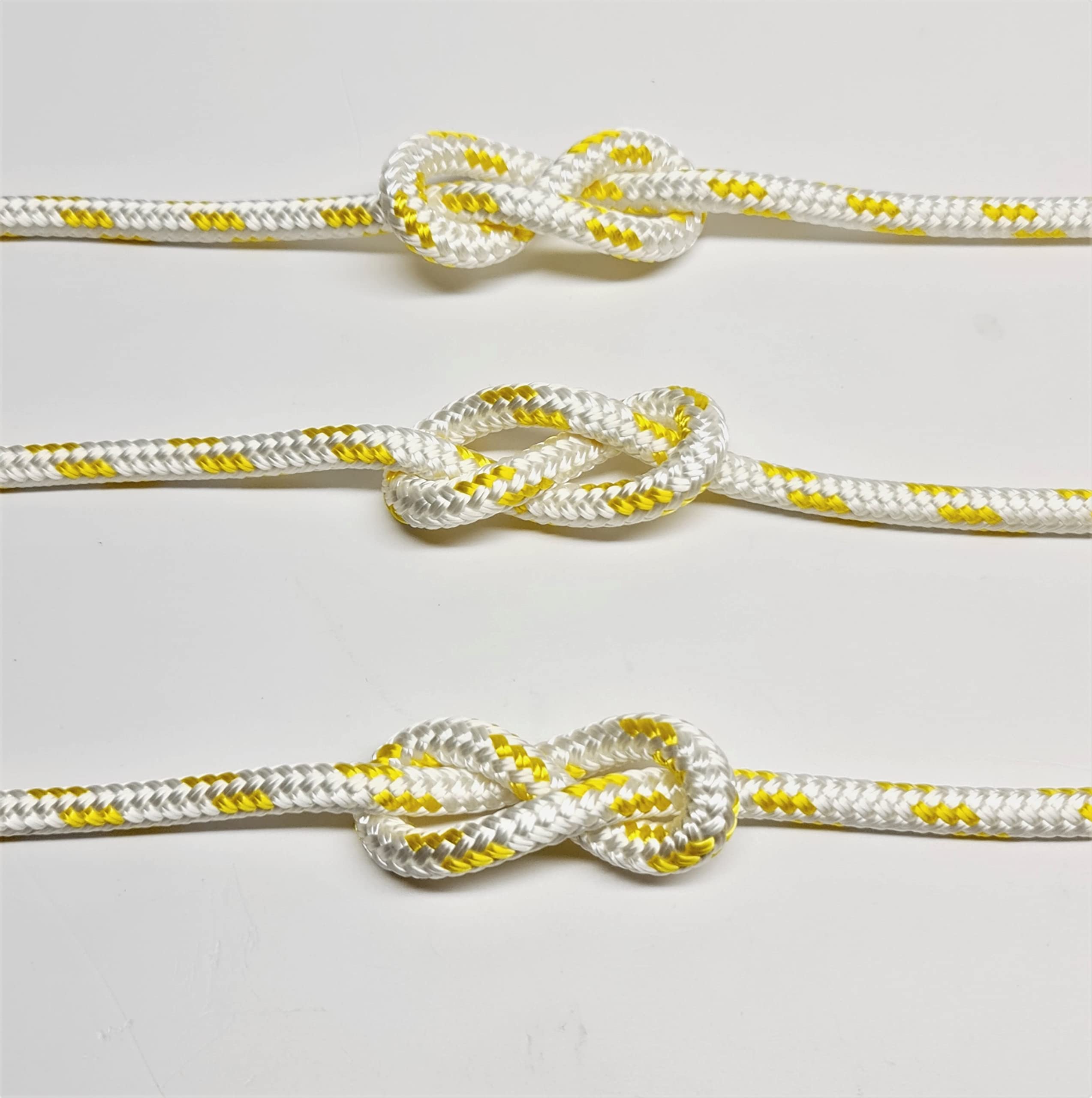 6mm Braid on Braid Polyester Rope Boat Yacht Dinghy Halyard Sheet Rigging Spinnacker Double Braid (White with Yellow fleck, 15mt)