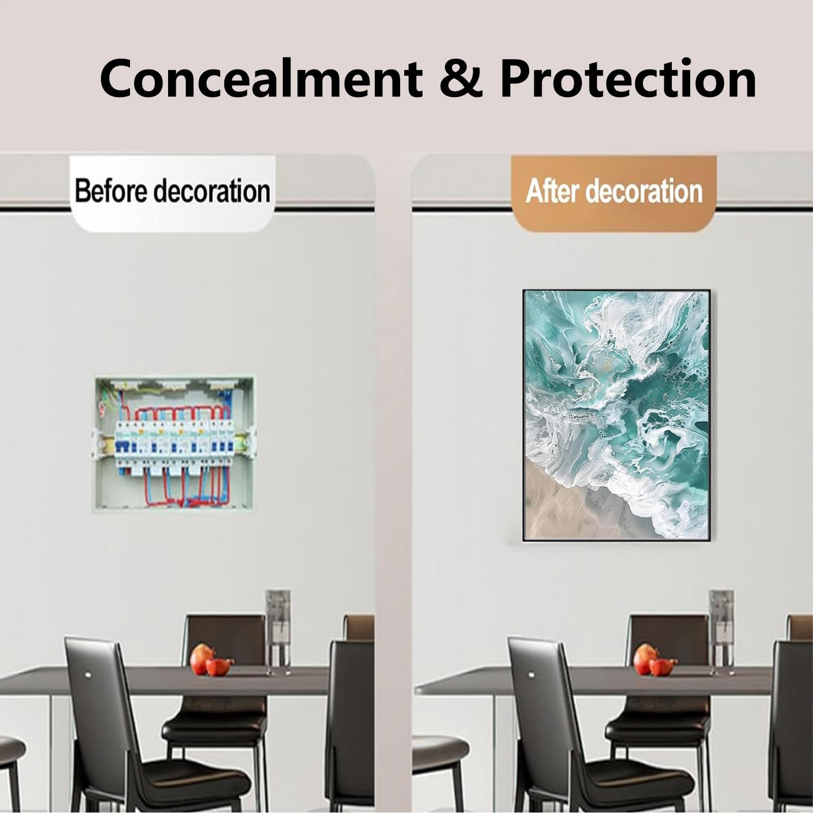 AWSAD Pintura Decorativa Restaurante Pared Tapa Decorativa Creatividad Caja EléCtrica Contadores Cubierta Caja de DistribucióN Ocultar Pinturas(B,50X70CM(19.6x27.5in))