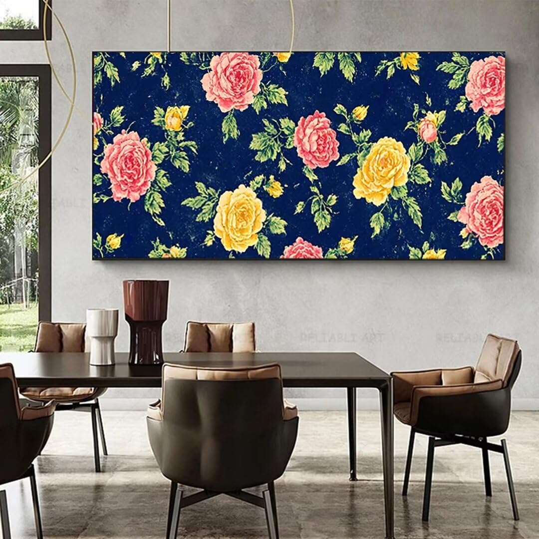 Wanziho Malen Nach Zahlen Erwachsene Blume Paint by Numbers, DIY Malen Nach Zahlen Rose, mit Pinseln und Acrylfarben Handgemalt Ölgemälde Leinwand für Home Decorr, Ohne Rahmen 60x120cm 4-3