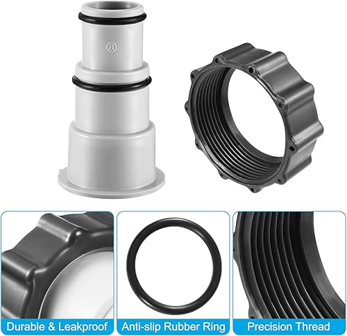 Miniatura 4 de Paquete de 4 adaptadores de manguera A con pieza de repuesto de collar para piscinas intex sobre el suelo, ideal para bomba de conexión roscada,