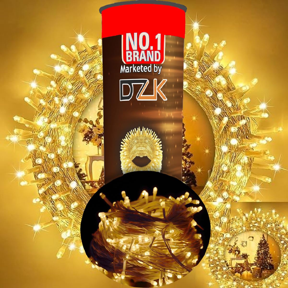 DZK Starlit 14 Meter |48feet| 60 LEDs String Light for Decoration | Decorative LED String Light | Warm White, Pack of 1,Polycarbonate, for Diwali, Ganesh Chaturthi, Christmas Decoration