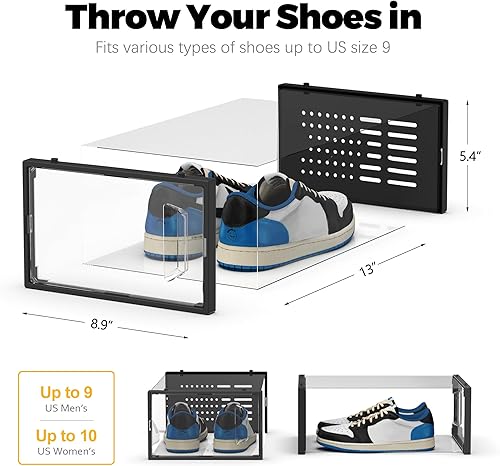 Miniatura 3 de SEE SPRING Paquete de 15 cajas de almacenamiento de zapatos, organizador apilable de plástico transparente para armario, estante de zapatos que