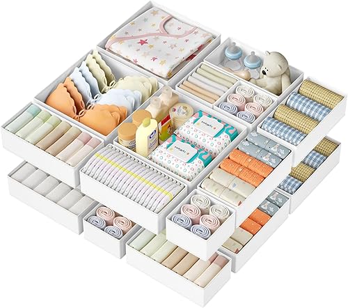 DIMJ Organizador de cajones para almacenamiento de ropa, paquete de 20 organizadores de tocador para bebé, contenedores plegables para organización