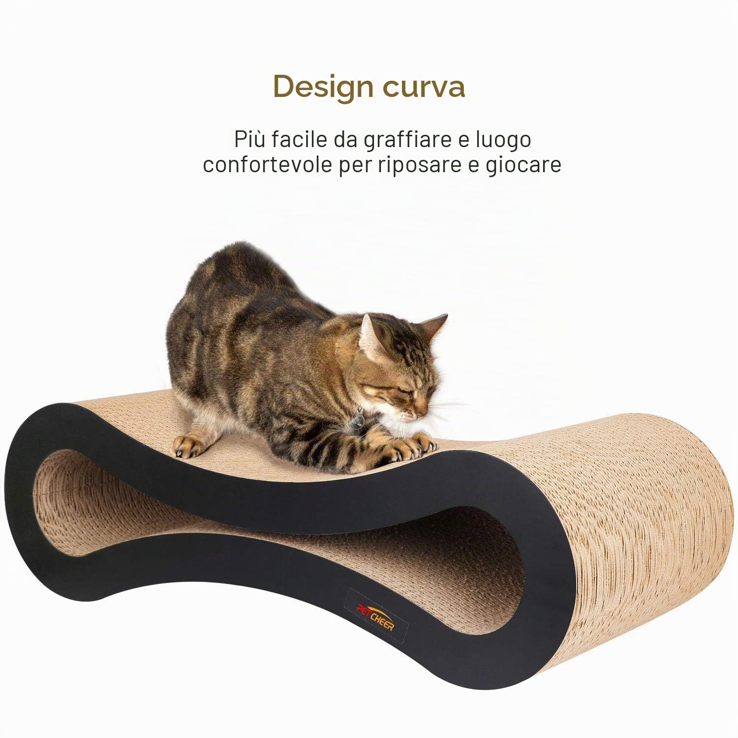 Tiragraffi per Gatti, Prodotto di Design in Cartone ondulato,ideale come lounge, letto, Cuccia, Palestra e Graffiatoio,Completamente Riciclabile