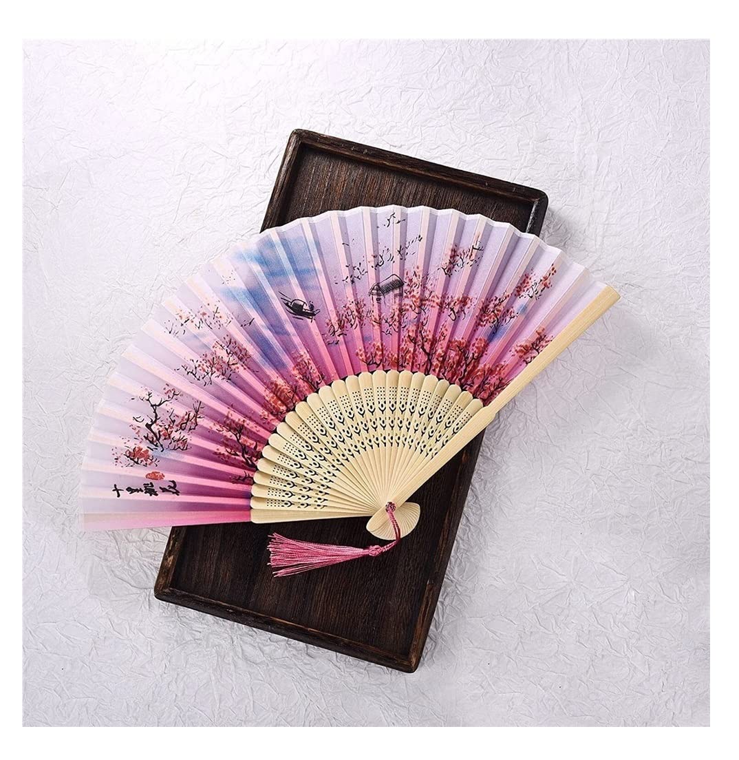 Display Fans Retro Chinese Japanese Bamboo Folding Fan Dance Hand Home Decoration Ornaments Hand Held(B)
