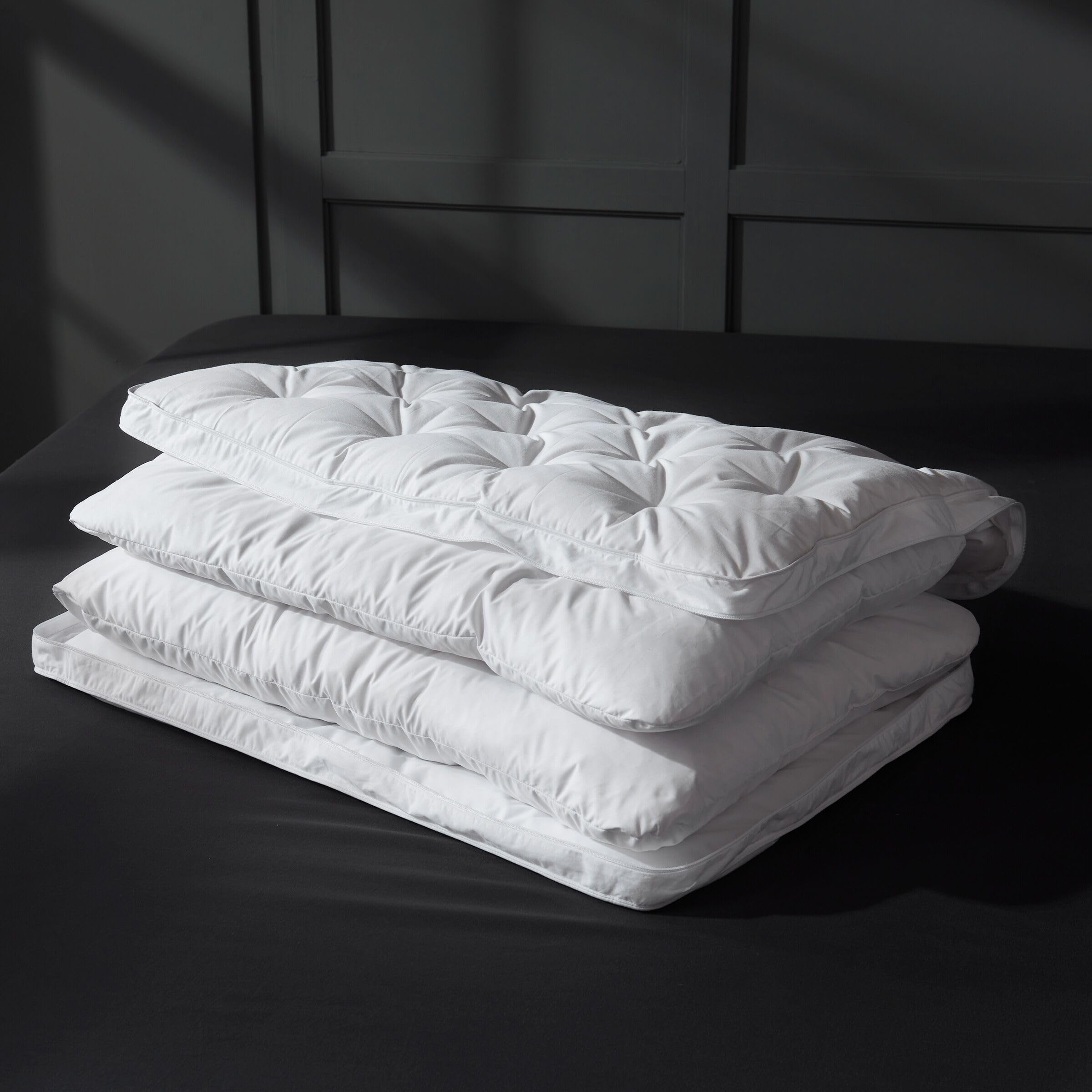 Three Geese Adjustable Layer Polyester and Goose Feather Pillow Queen Set of 1 Assemblable Bed Pillow with Cotton