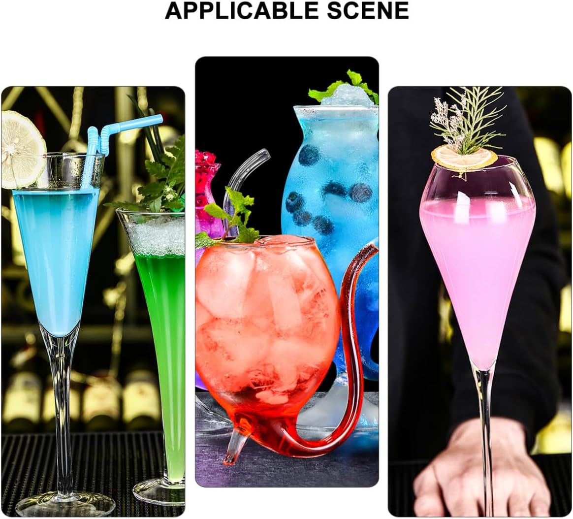 Tofficu 5pcs Clear Swizzle Mixing Sticks Portable Glass Drink Stirring Rods for Cocktails Tea Tasteless for Bars Cafes and Home Use