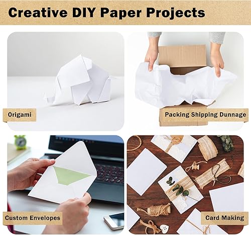 Miniatura 8 de RUSPEPA Rollo de papel de regalo de estraza blanco, 17.5 x 393 pulgadas (32.8 pies), papel de regalo de arte blanco reciclable para envolver