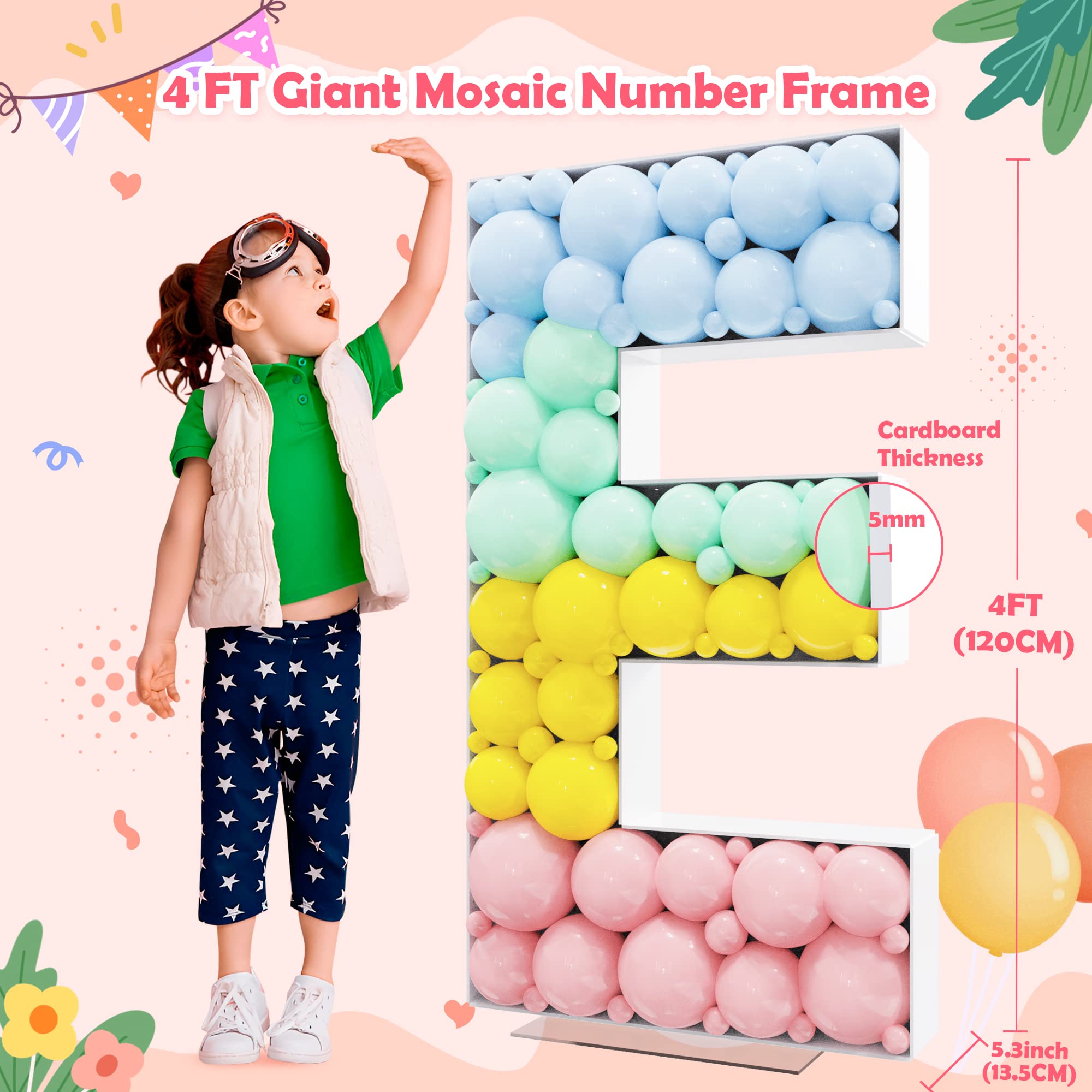 Asee’m Mosaic Letters 4FT Large Marquee Letters Frame Light Up Letter E Pre-Cut Foam Board Decorations for Party Baby Shower Birthday Wedding