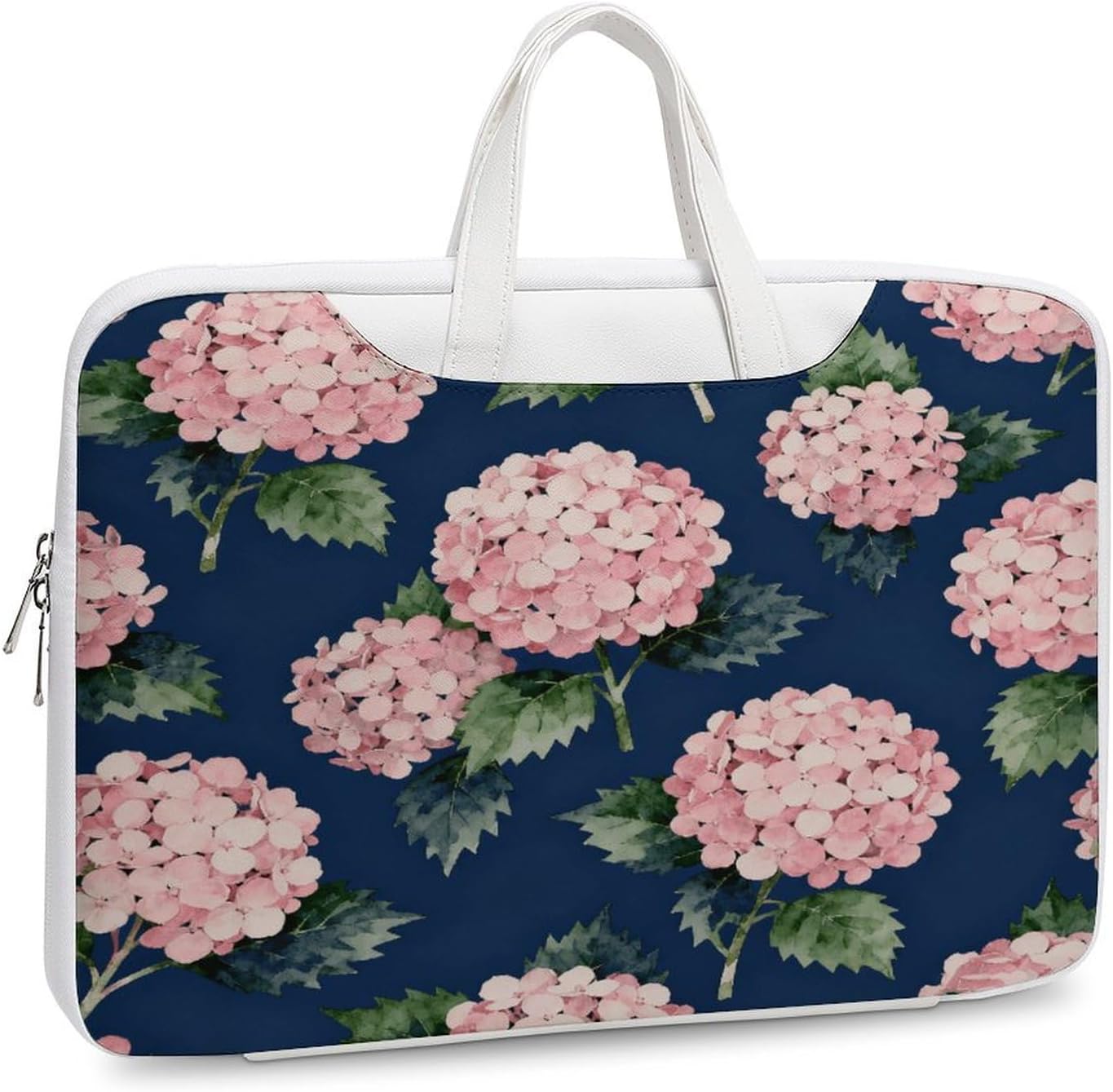 Navy Floral 42x30.5cm White-style Laptop Bag Leather Tablet Computer Briefcase Large Capacity Work Business Tote Bags for Office