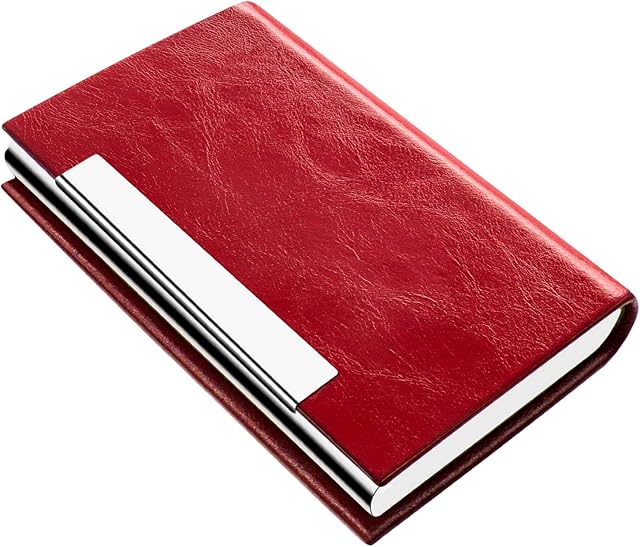 padike Business Card Holder , Business Card Holders , Business Card Case , Business Card Holders Wallet Credit Card ID Case/Holder for Men & Women (V-Red)