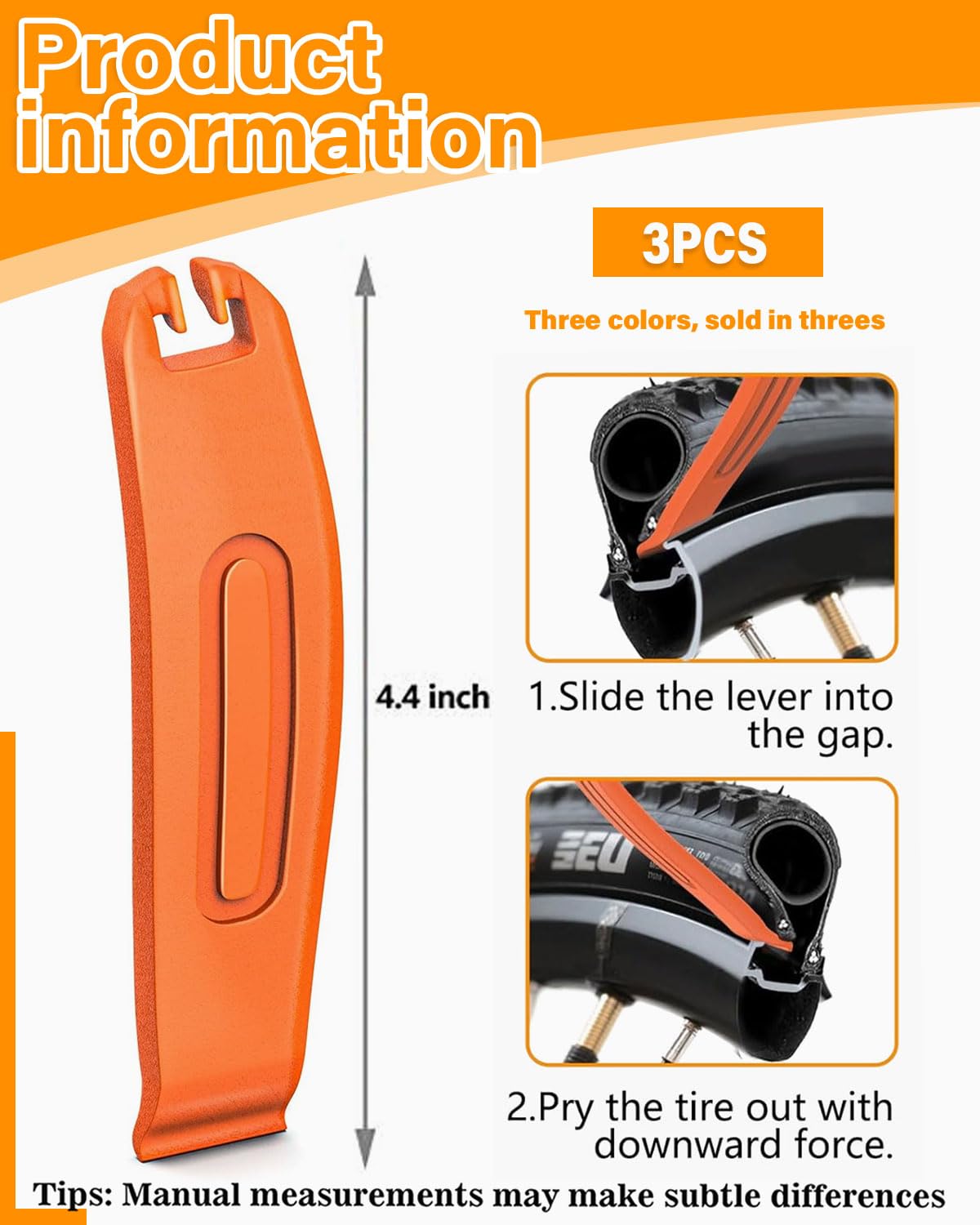 Kit De 3 Démonte-pneus Vélo – Renfort Fibre De Verre, Ergonomique, Pour VTT Et Route