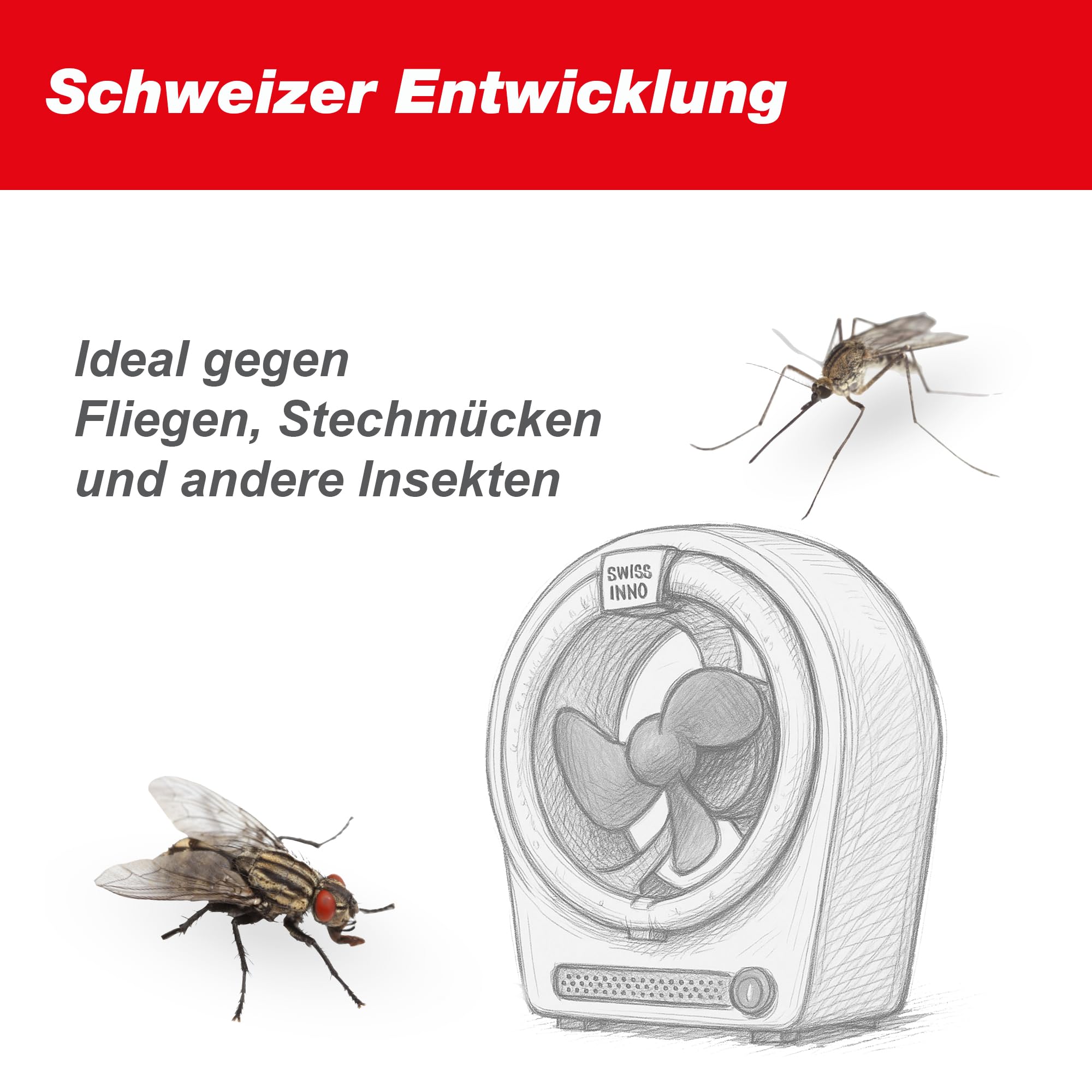 SWISSINNO Insektenvernichter - Insektenfänger 15 Watt LED - Snapy Insektenfänger - Spinnenfänger - Mückenlampe Fliegenfalle - Mückenfalle Mückenschutz - Gegen Mücken + Fliegen im Innen