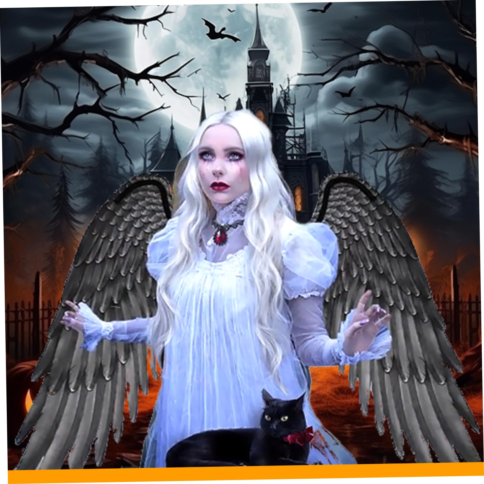 Engelsflügel-Kostüm – schwarzer Cosplay-Flügel für Kinder, Karneval, Halloween, Vliesstoff