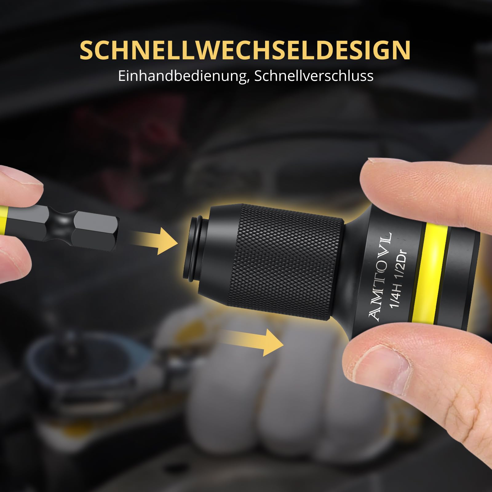 AMTOVL Adapter – Wandelt 3/8 Auf 1/4 Zoll – Für Schlagschrauber & Ratschen – Aus Starkem 42CrMo Stahl Mit Schnellspannfunktion