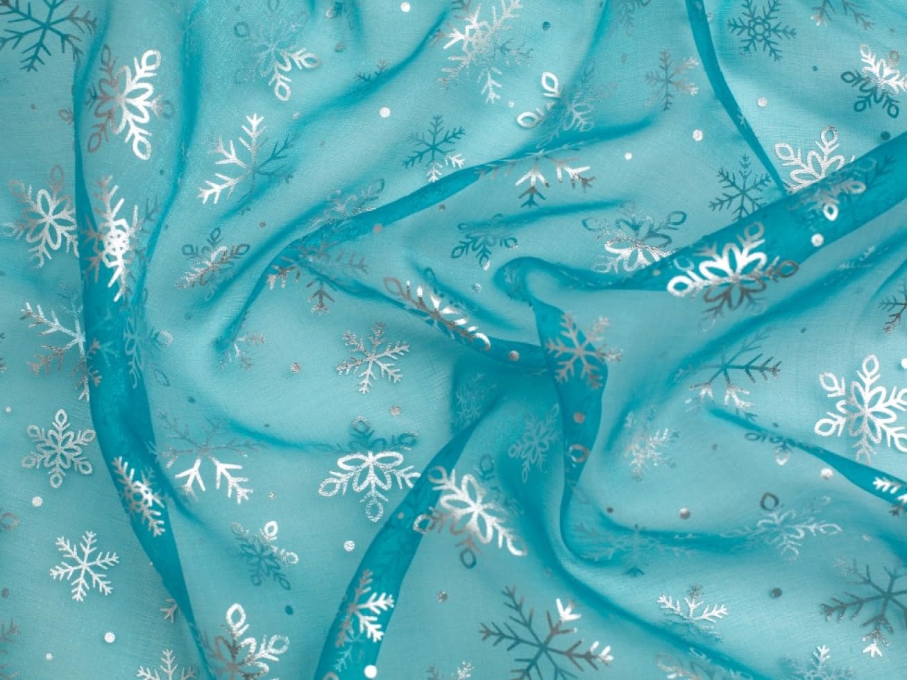 Minerva Snowflake Organza Fabric Turquoise - per metre